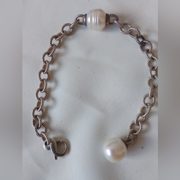 Vintage 925 Silver bracelet with real big pearl - Picture 5 of 7